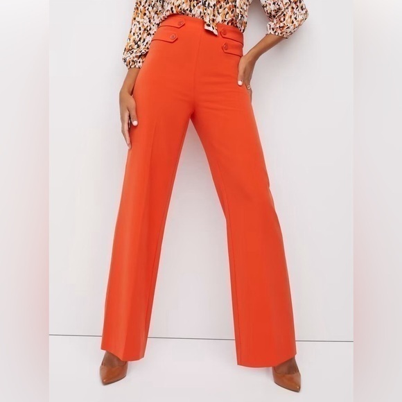 New York & Company Pants - Women’s Pant| HIGH-RISE BUTTON-DETAIL WIDE-LEG PANTS IN RED CLAY